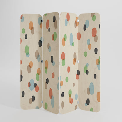 ENERGETIC SPOTS 4-Panel Plywood Room Divider