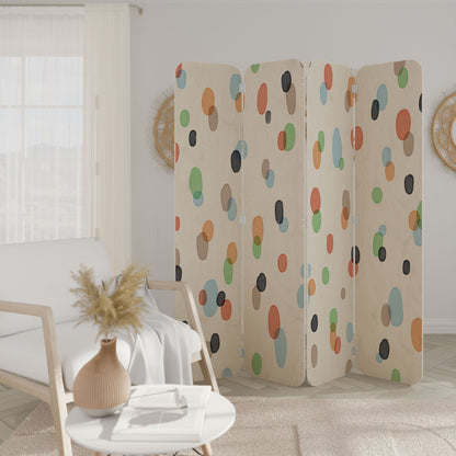 ENERGETIC SPOTS 4-Panel Plywood Room Divider