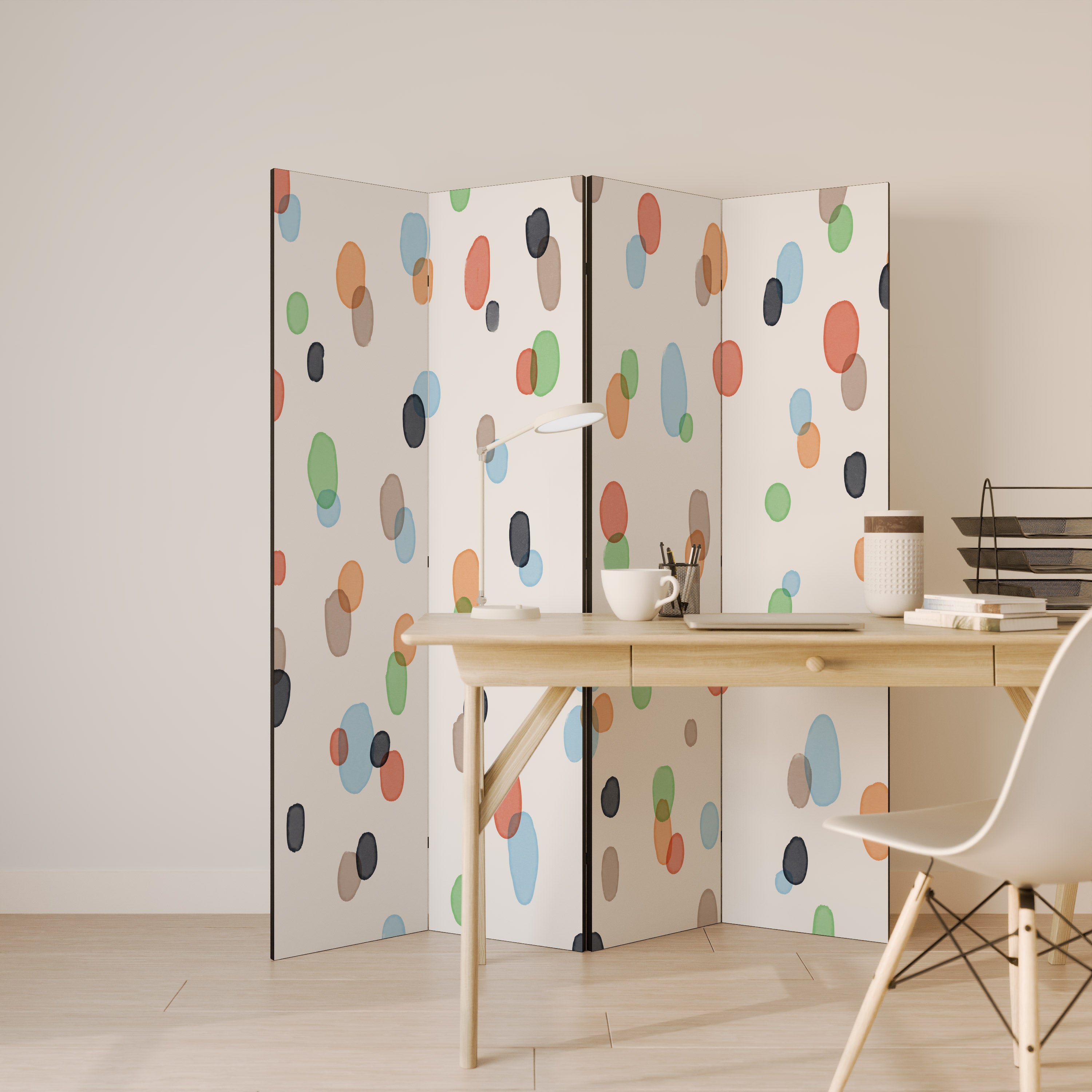 ENERGETIC SPOTS 4-Panel Room Divider