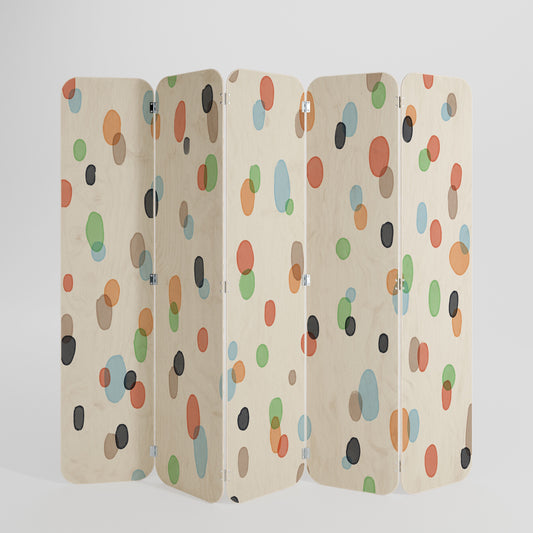 ENERGETIC SPOTS 5-Panel Plywood Room Divider