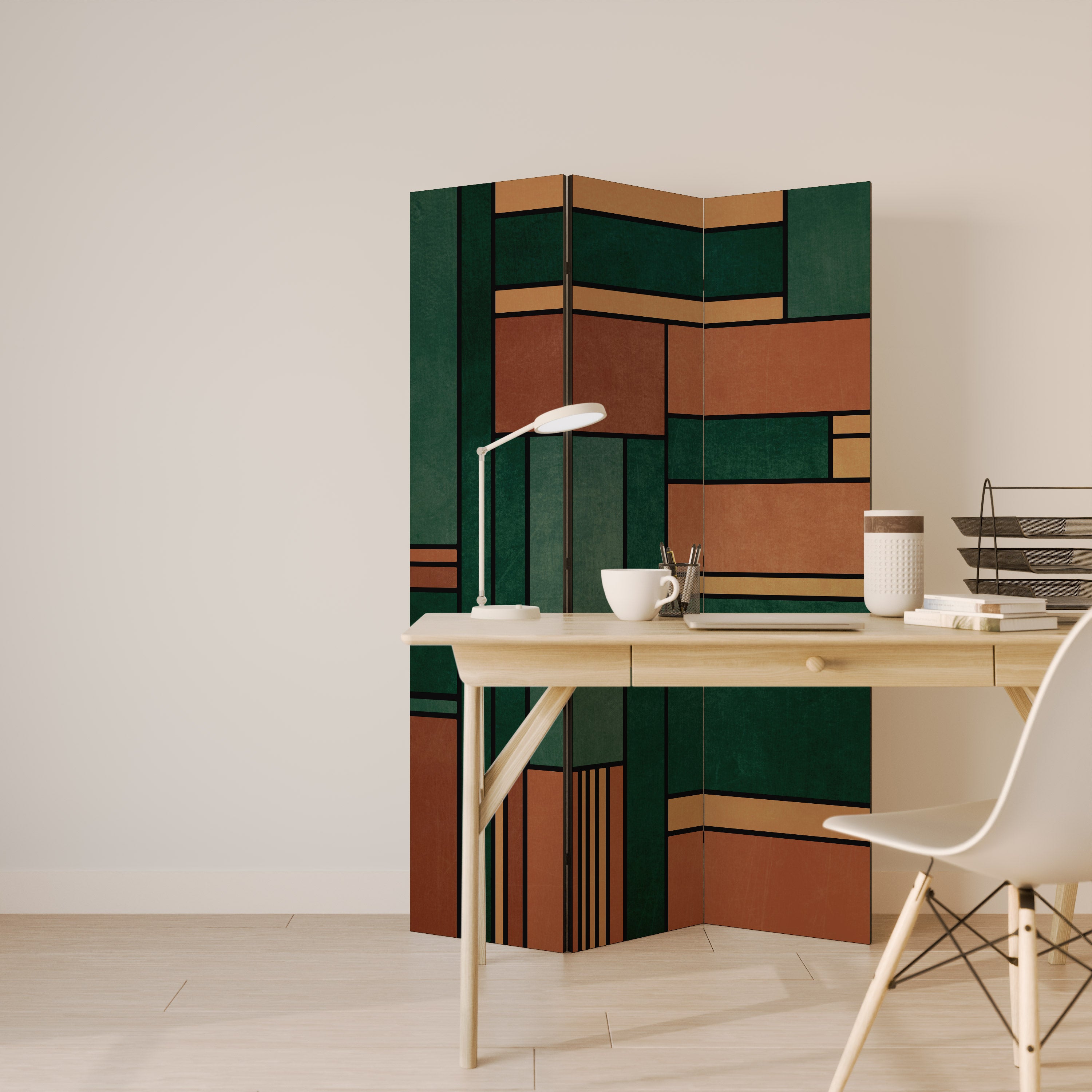 EARTHY FIGURES Dekorativ rumsavdelare – 3 paneler