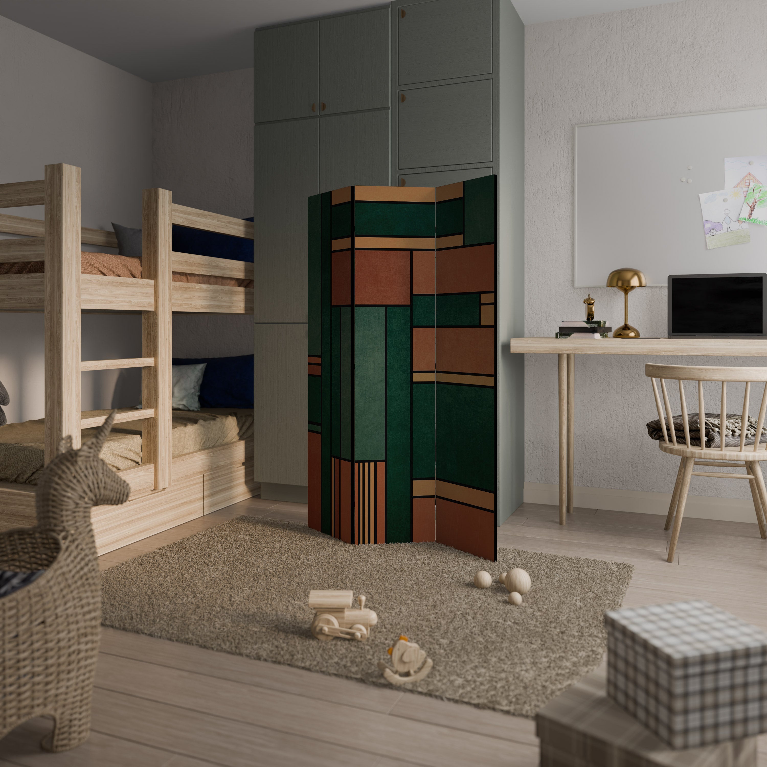 EARTHY FIGURES Dekorativ rumsavdelare – 3 paneler