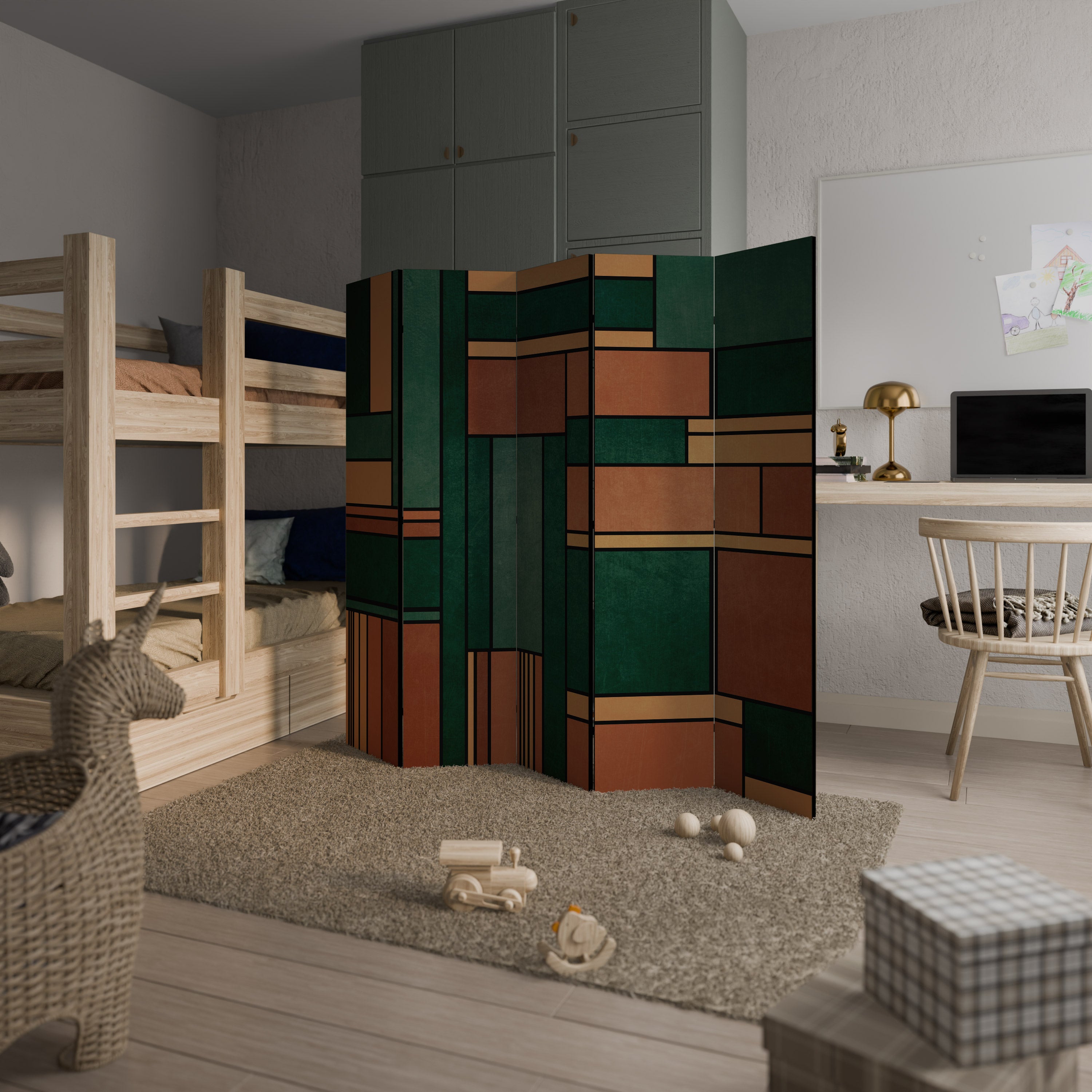 EARTHY FIGURES Παραβάν με 5 πάνελ