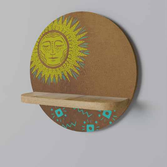 SUNSHINE PRAISE Round Art Shelf In Oak Effect