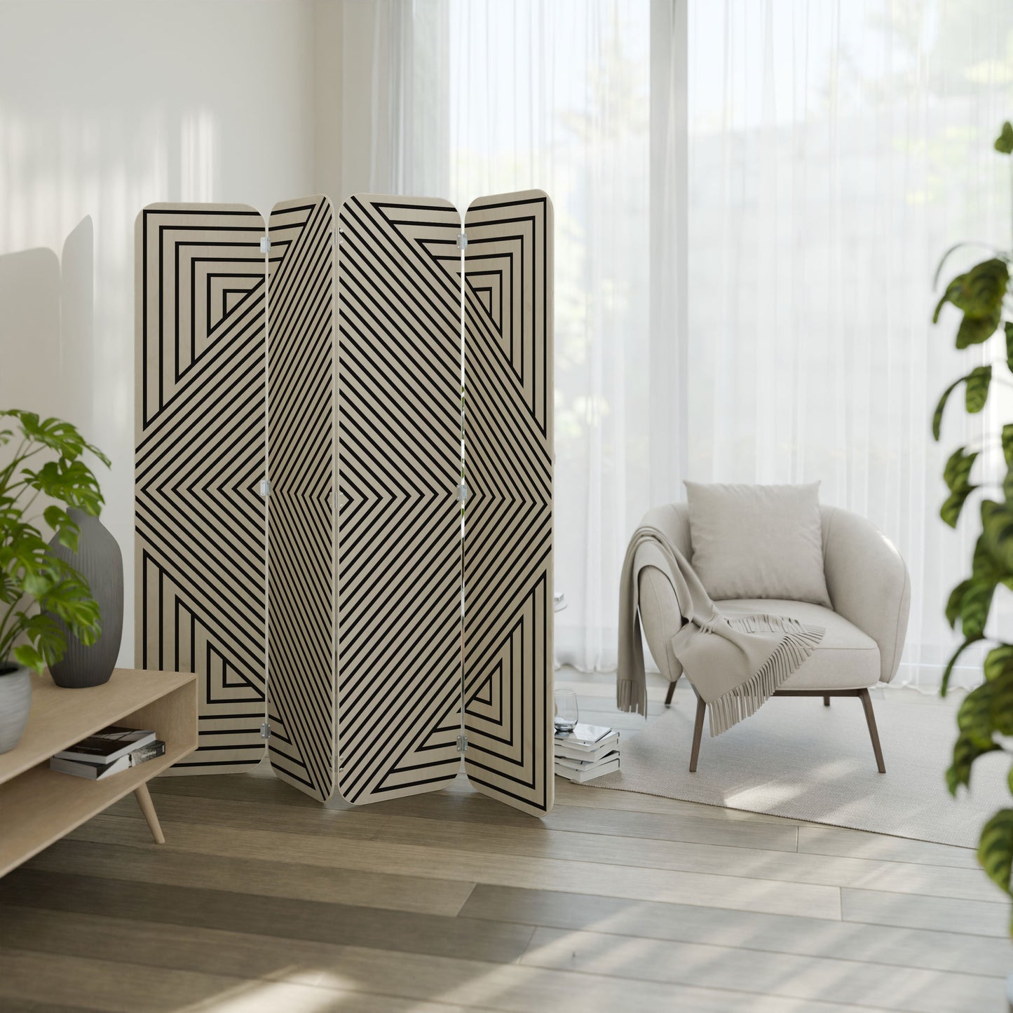 POLYGON ILLUSION 4-Panel Plywood Room Divider