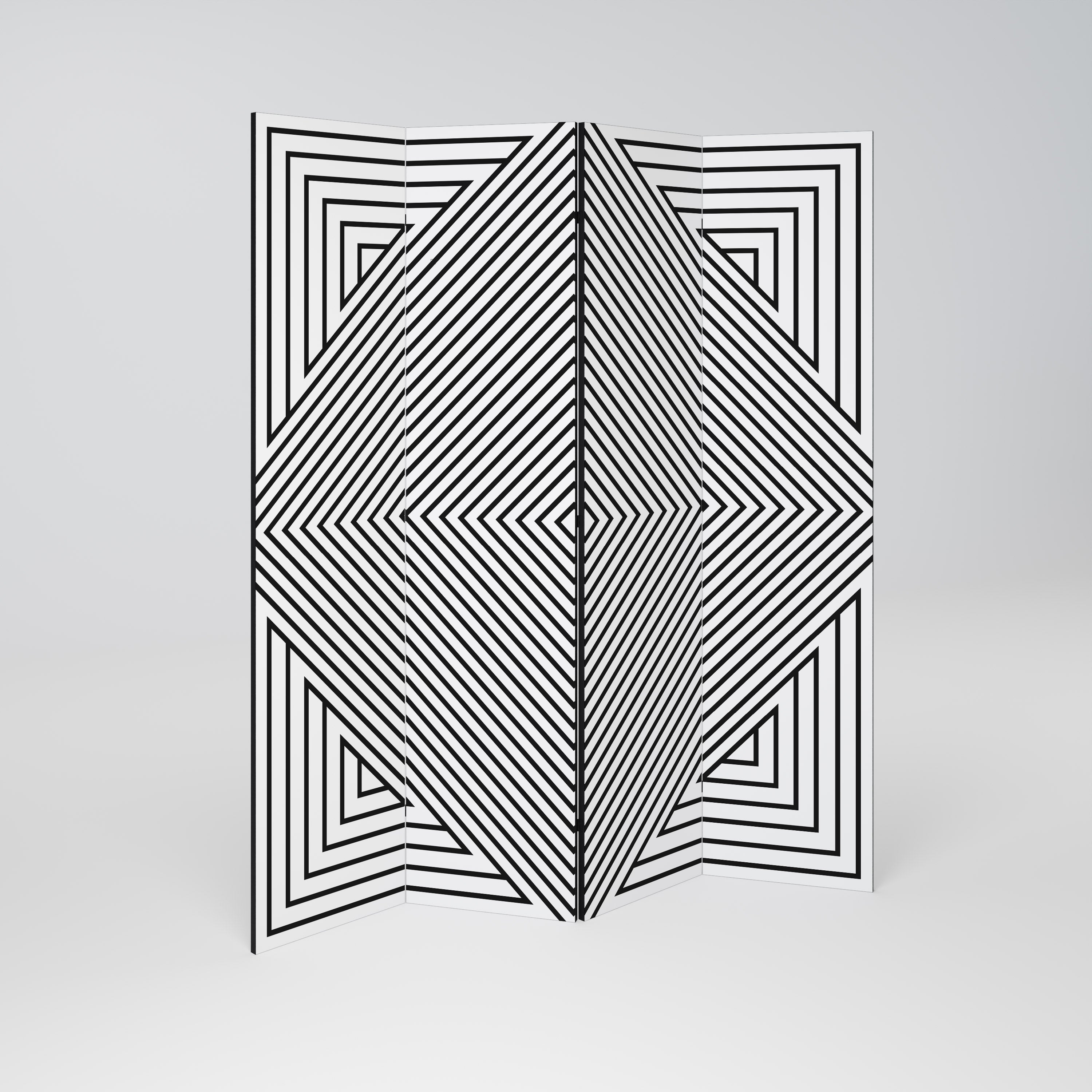 POLYGON ILLUSION 4-Panel Room Divider