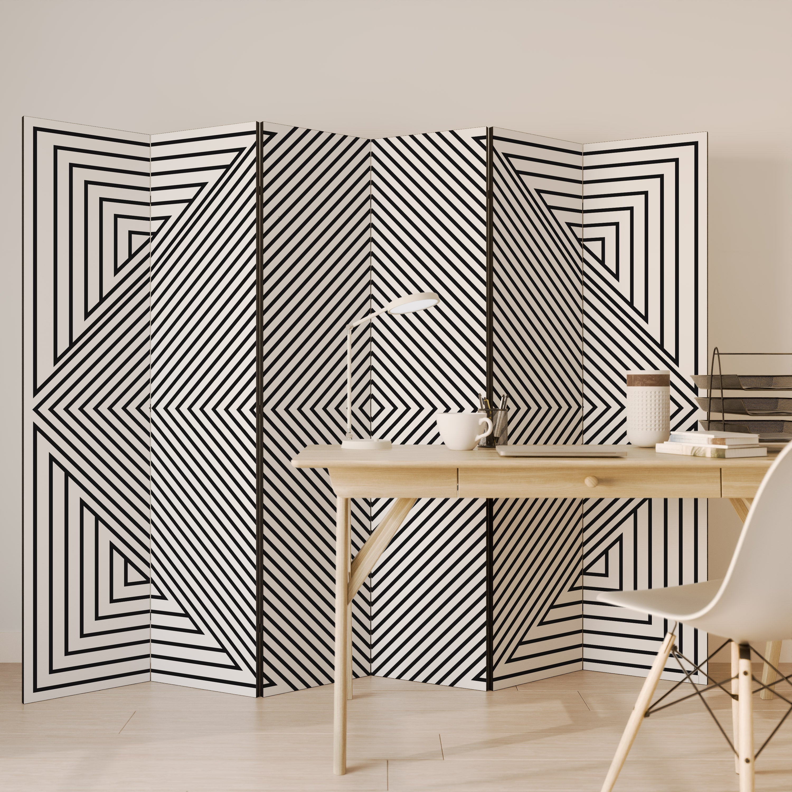POLYGON ILLUSION 6-Panel Room Divider