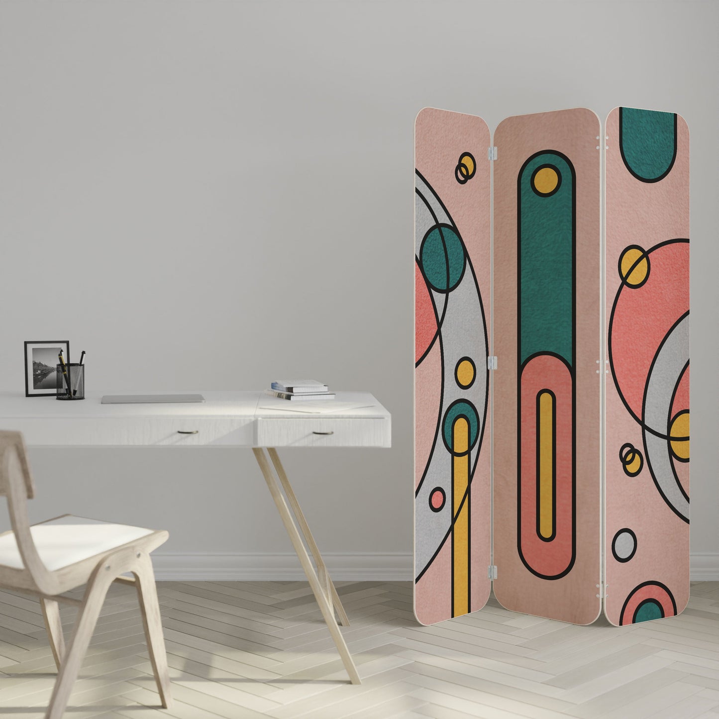 GOSSAMER ECHOES 3-Panel Plywood Room Divider