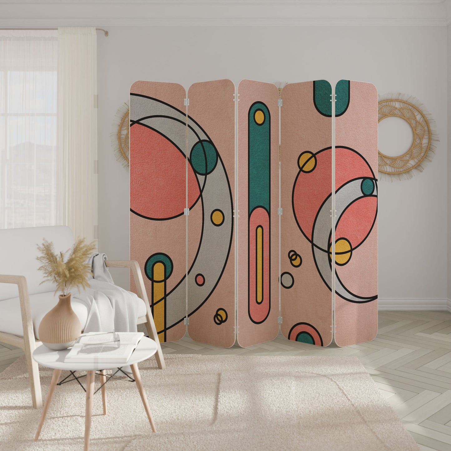 GOSSAMER ECHOES 5-Panel Plywood Room Divider