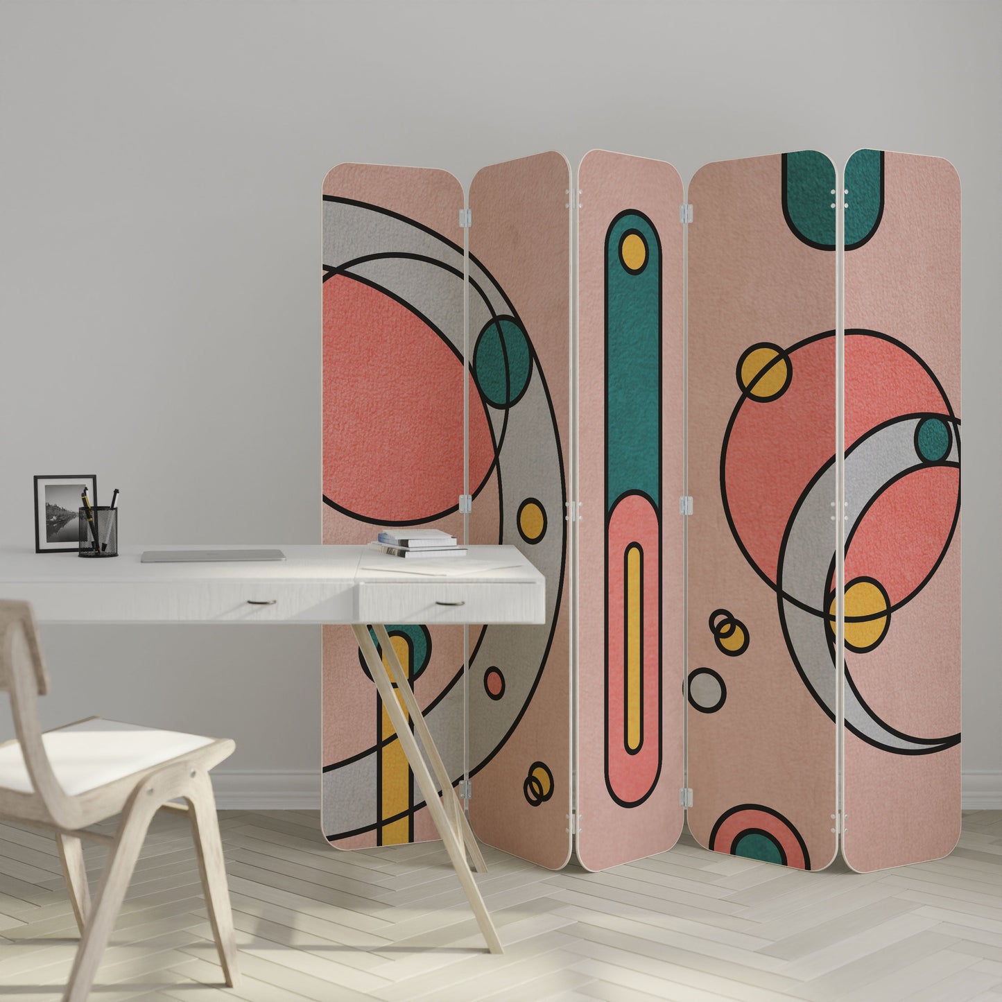 GOSSAMER ECHOES 5-Panel Plywood Room Divider