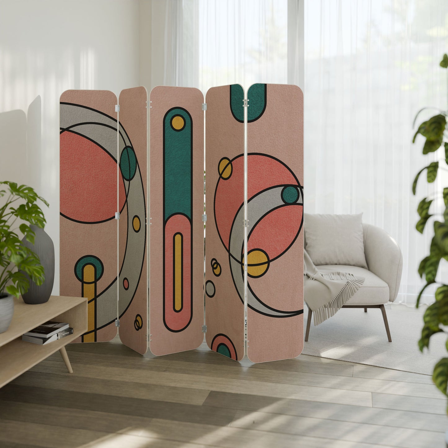 GOSSAMER ECHOES 5-Panel Plywood Room Divider