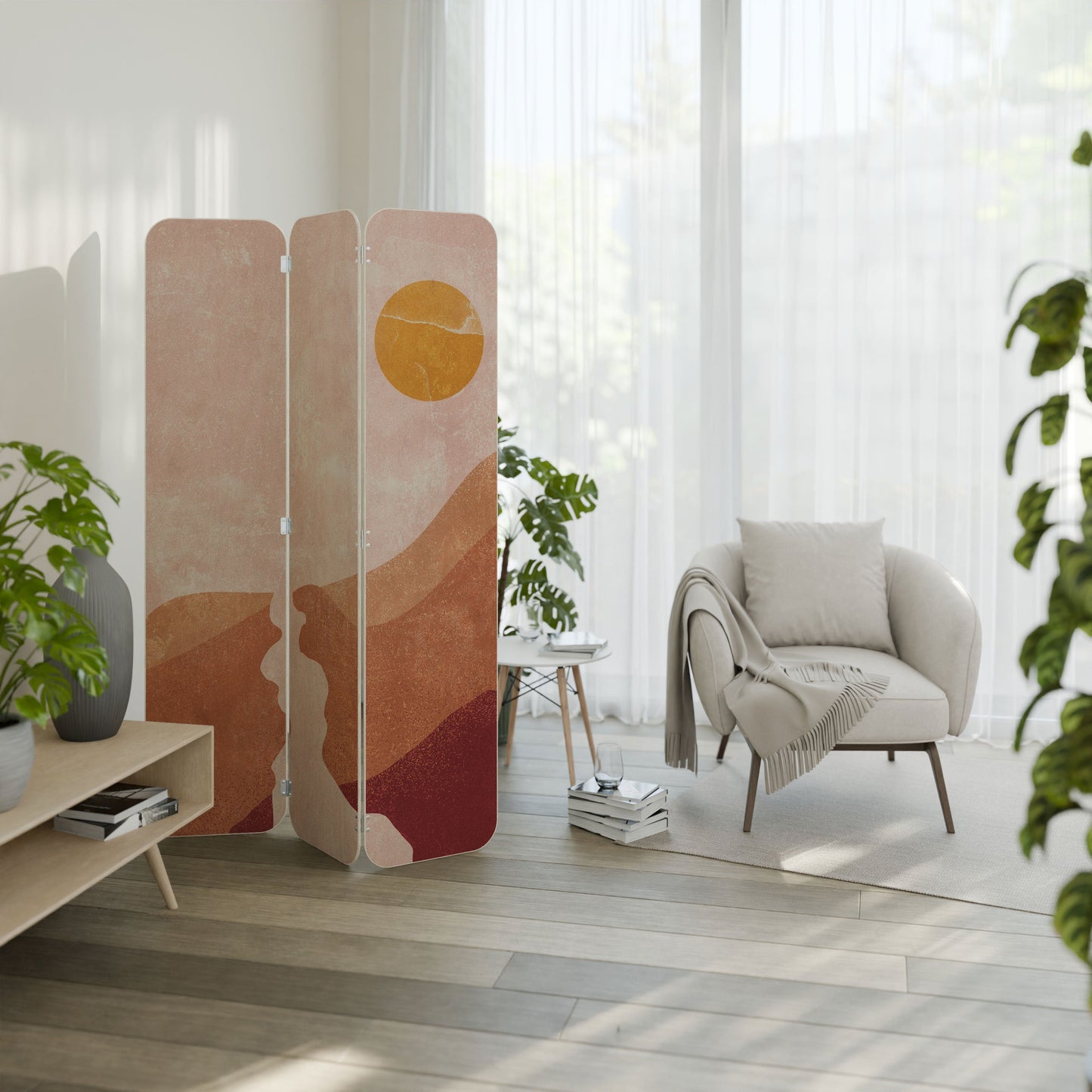 LUMINOUS SUNLIGHT 3-Panel Plywood Room Divider