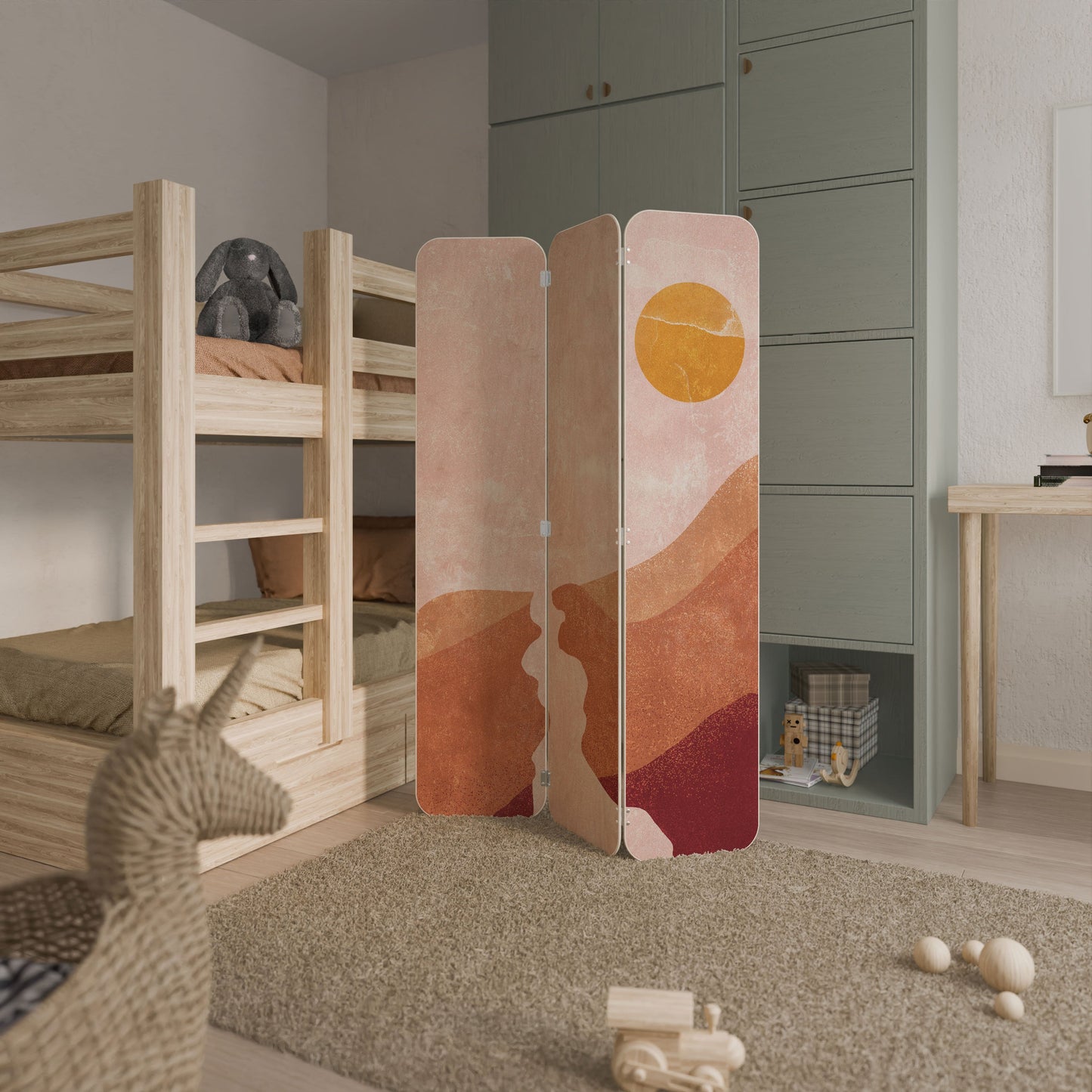 LUMINOUS SUNLIGHT 3-Panel Plywood Room Divider