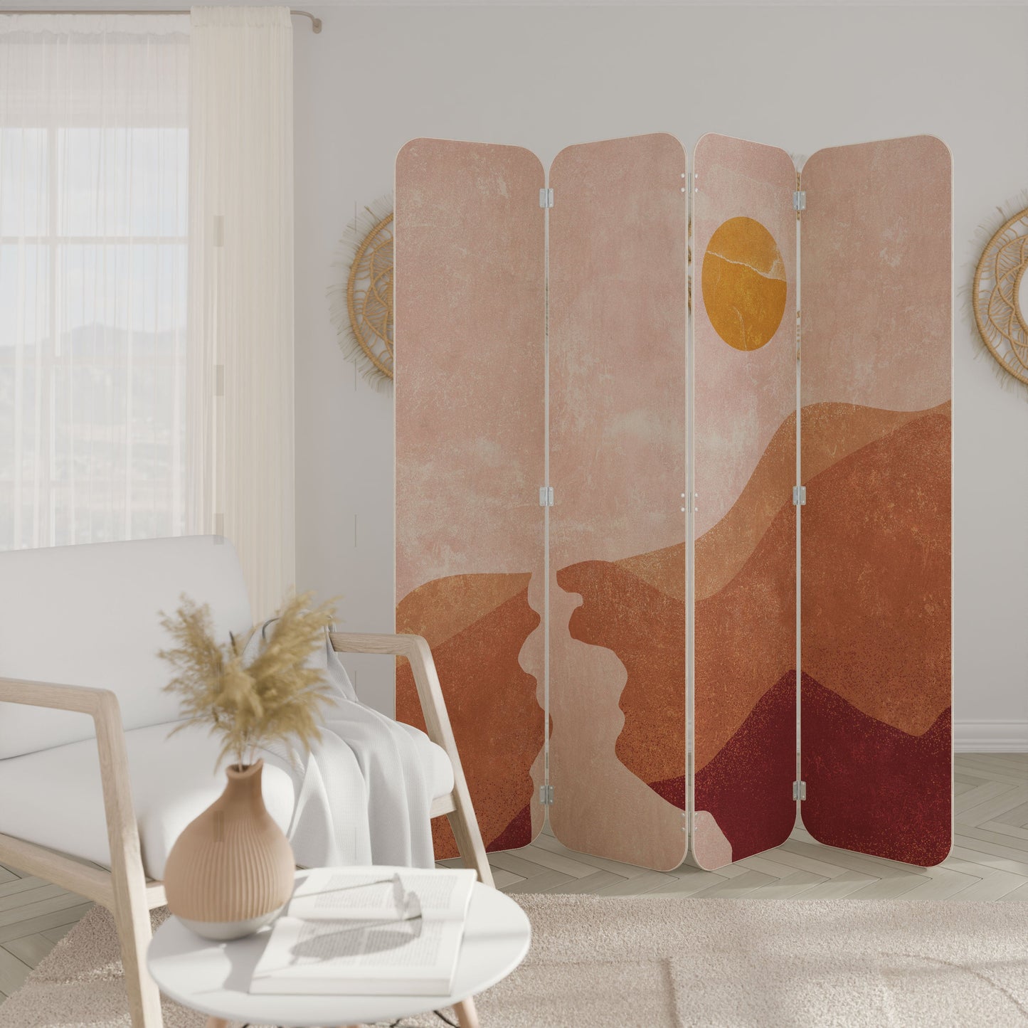 LUMINOUS SUNLIGHT 4-Panel Plywood Room Divider