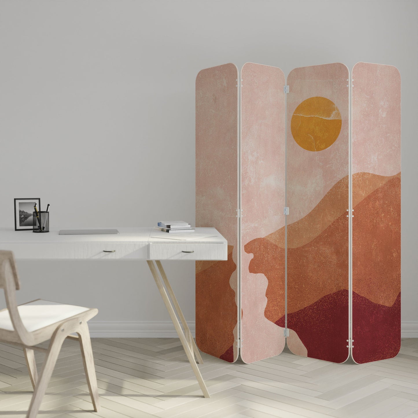 LUMINOUS SUNLIGHT 4-Panel Plywood Room Divider