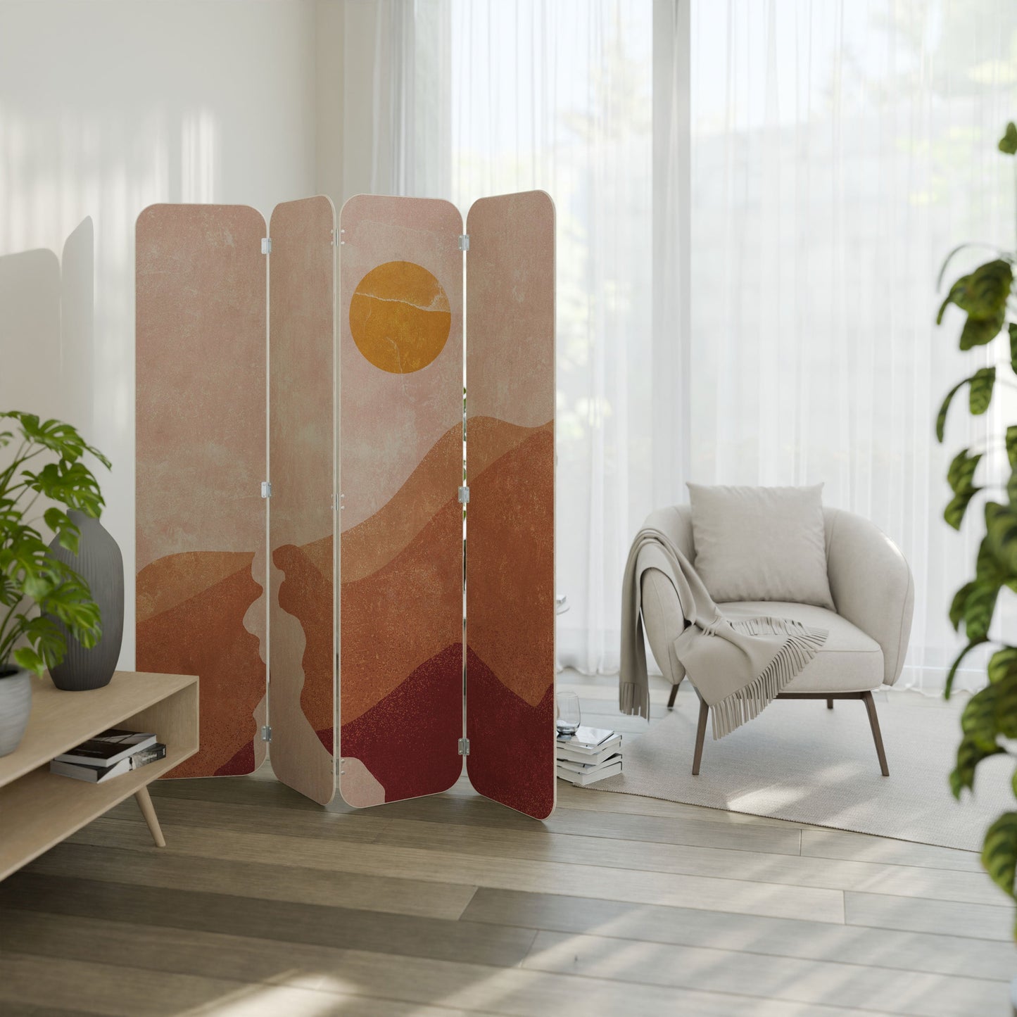 LUMINOUS SUNLIGHT 4-Panel Plywood Room Divider