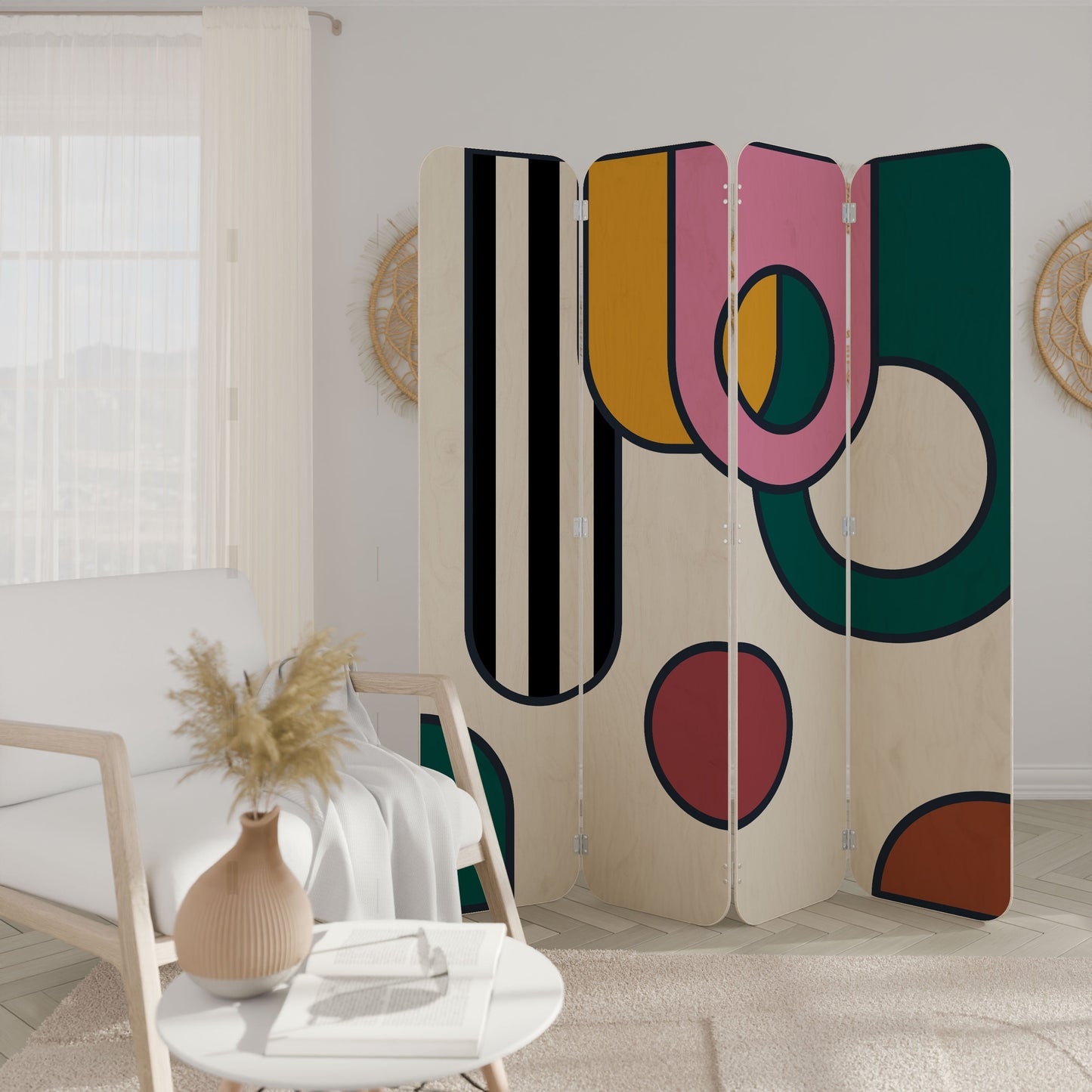 COOL STORY 4-Panel Plywood Room Divider