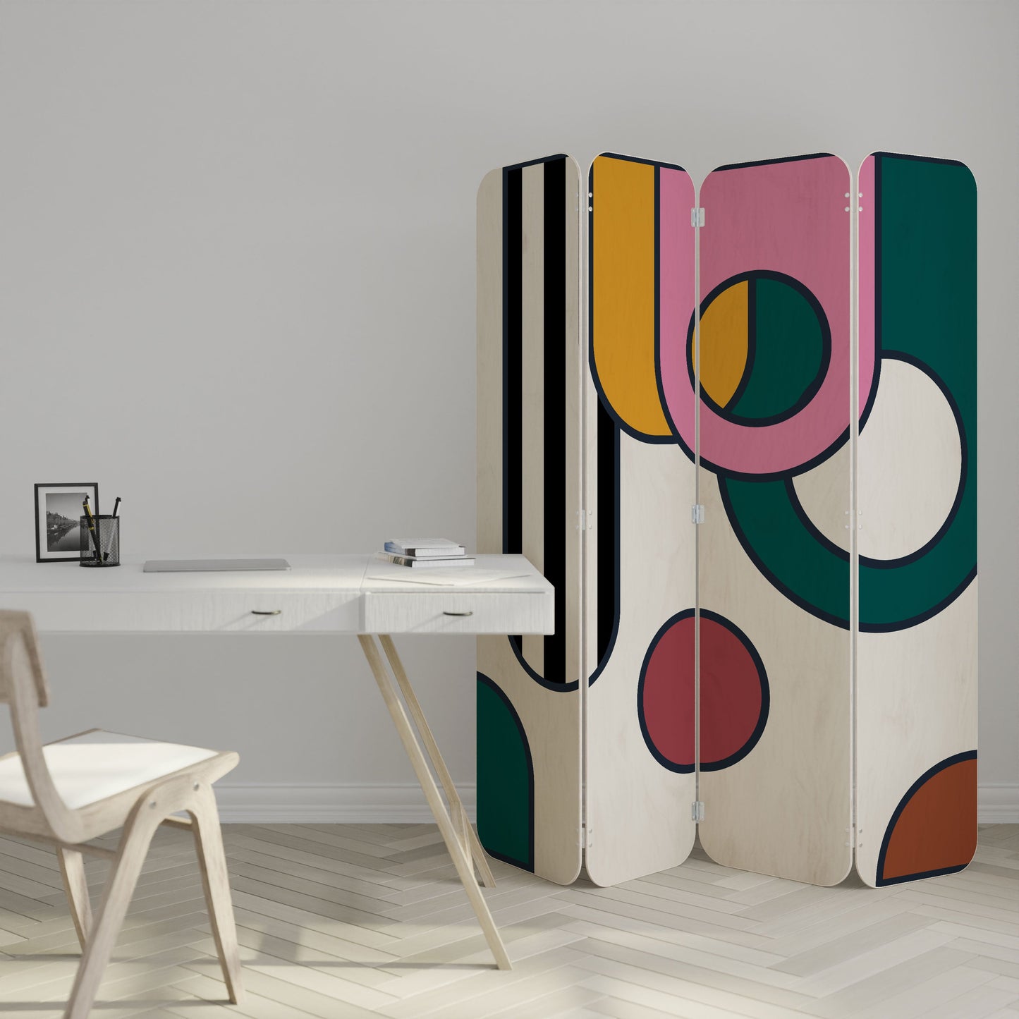 COOL STORY 4-Panel Plywood Room Divider