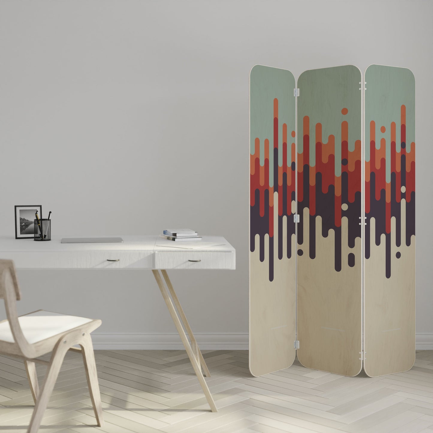 CHROMA CONTOURS 3-Panel Plywood Room Divider