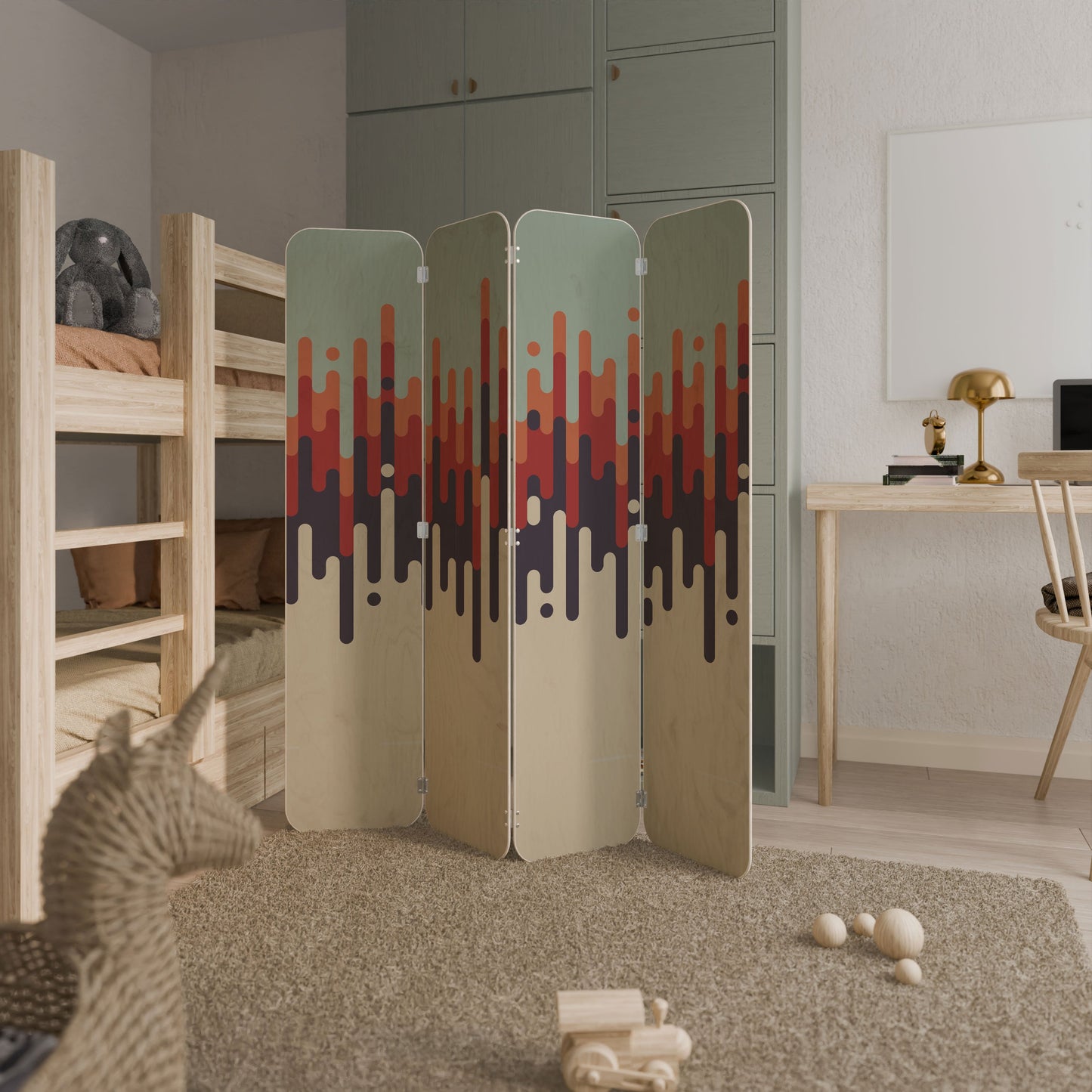 CHROMA CONTOURS 4-Panel Plywood Room Divider