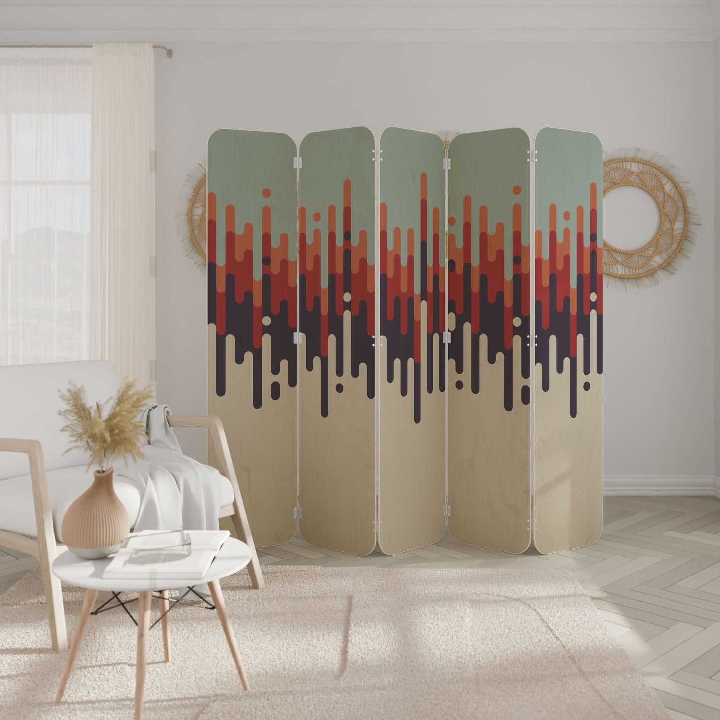 CHROMA CONTOURS 5-Panel Plywood Room Divider