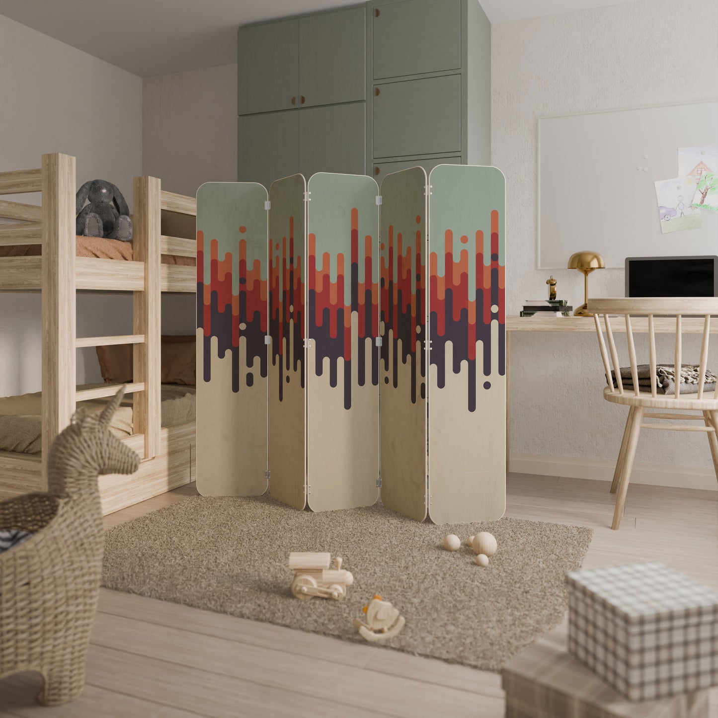 CHROMA CONTOURS 5-Panel Plywood Room Divider