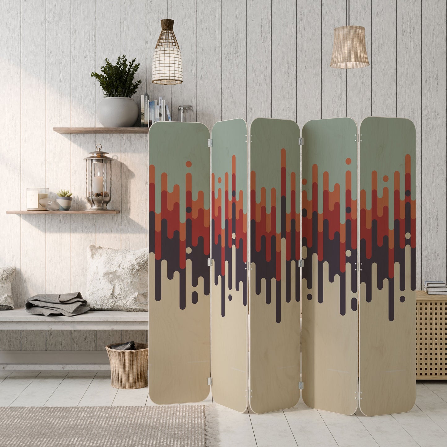 CHROMA CONTOURS 5-Panel Plywood Room Divider