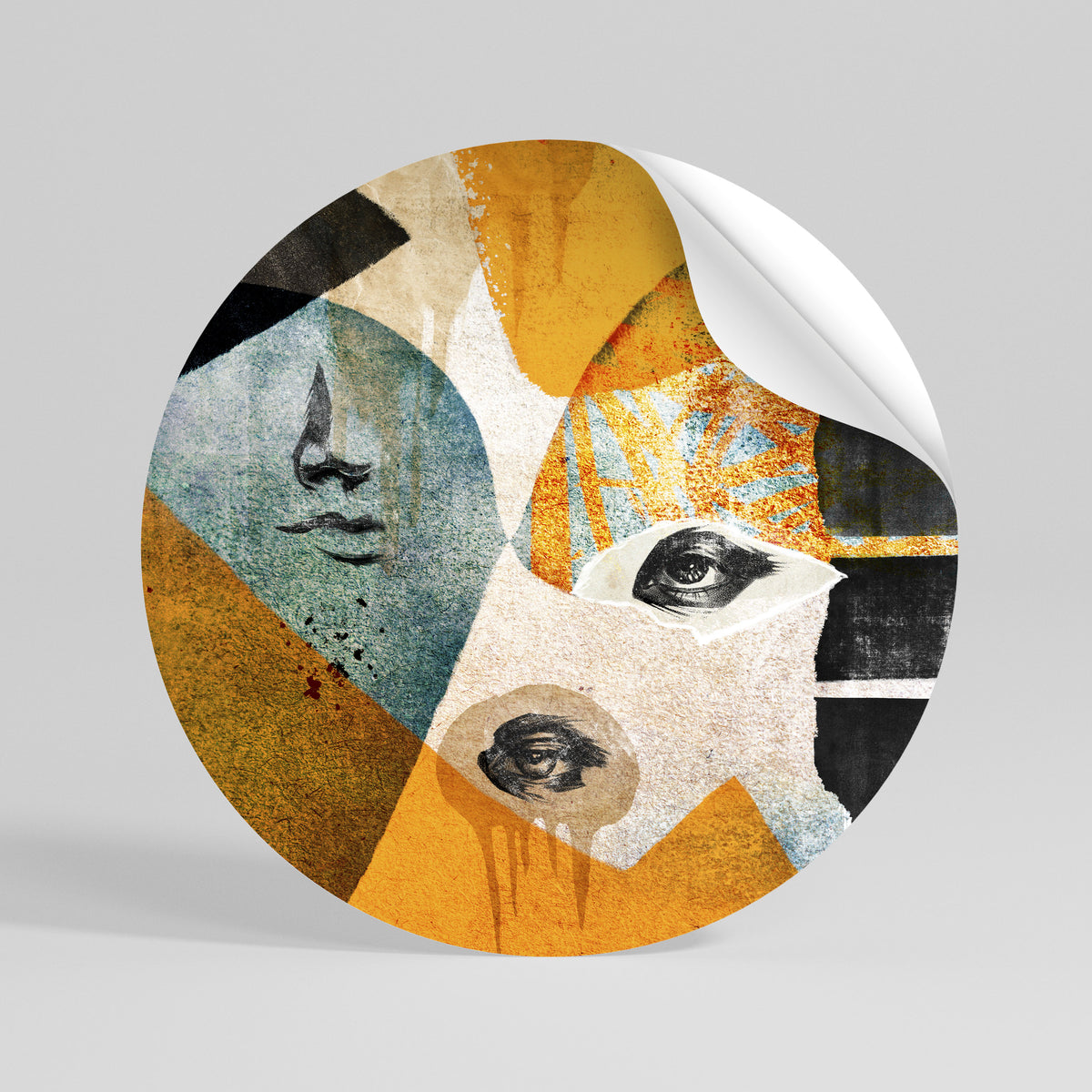 ABSTRACT FACES Αυτοκόλλητη Αφίσα στρογγυλή