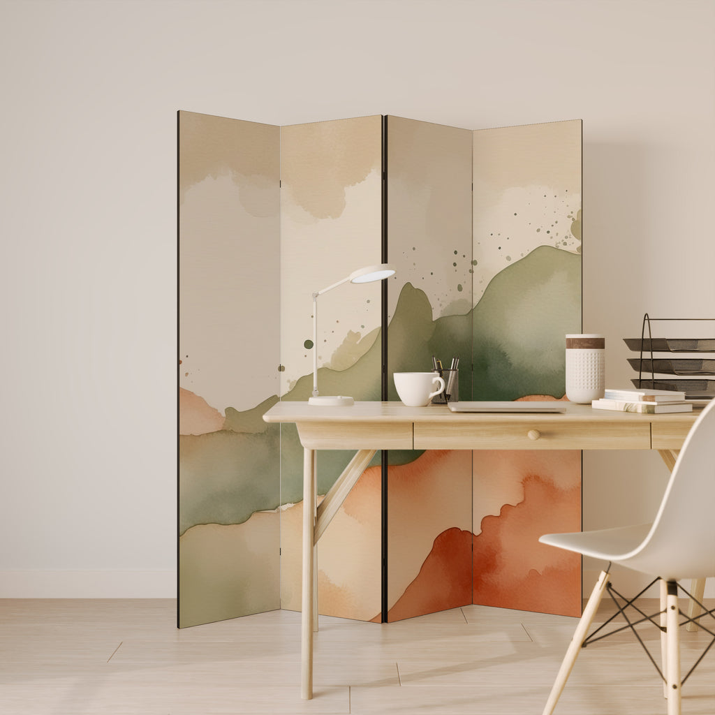 WATERCOLOUR PEAKS 4-Panel Room Divider