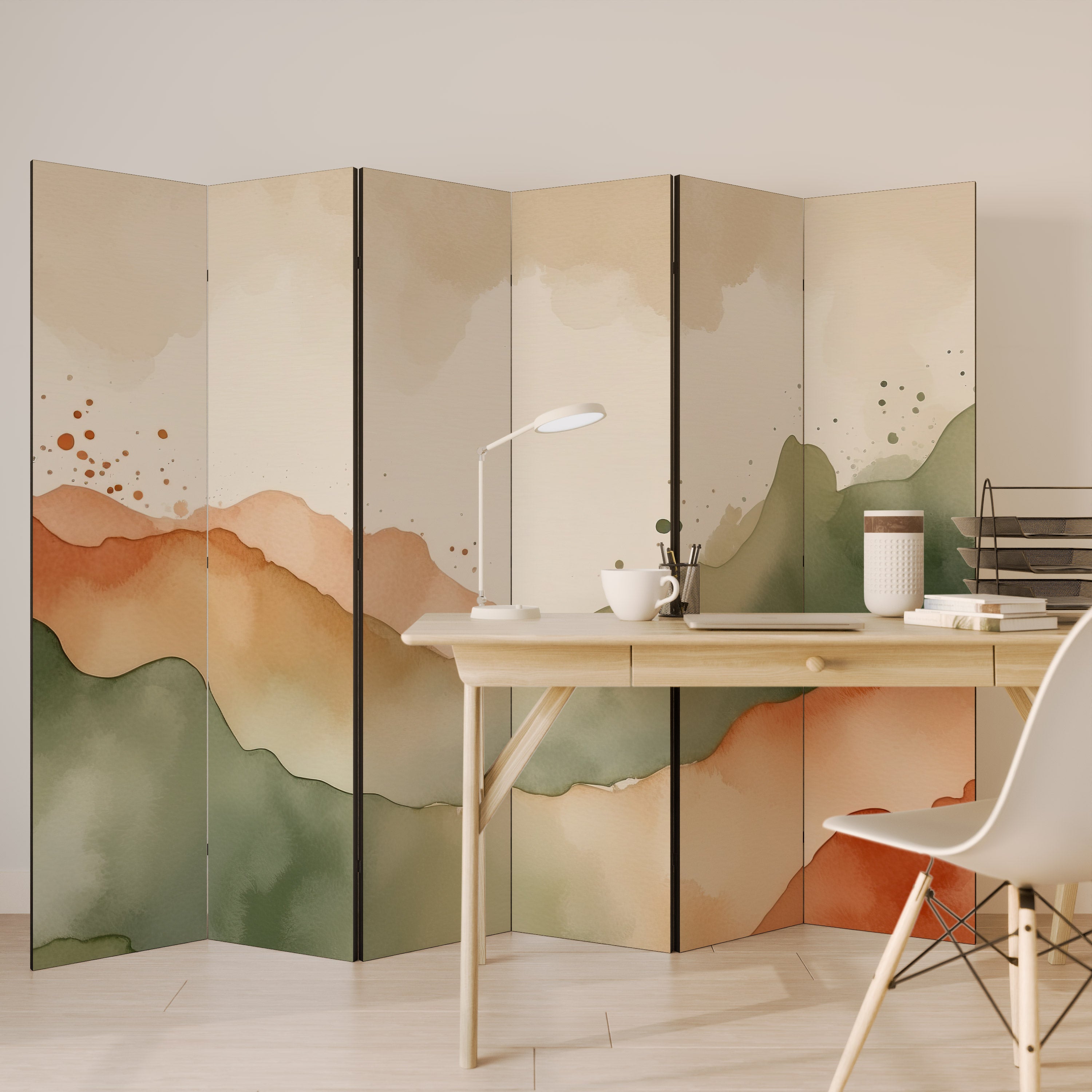 WATERCOLOUR PEAKS 6-Panel Room Divider