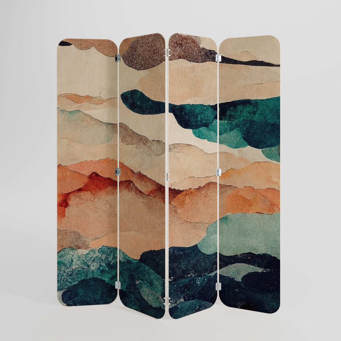 ABSTRACT LANDSCAPE 4-Panel Plywood Room Divider