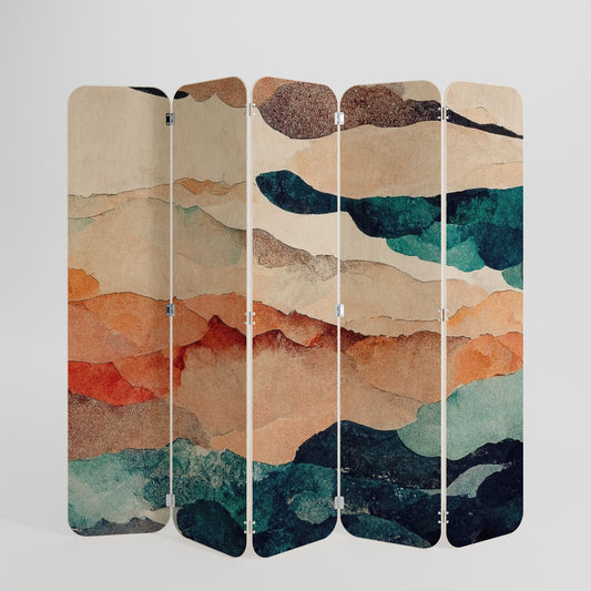 ABSTRACT LANDSCAPE 5-Panel Plywood Room Divider