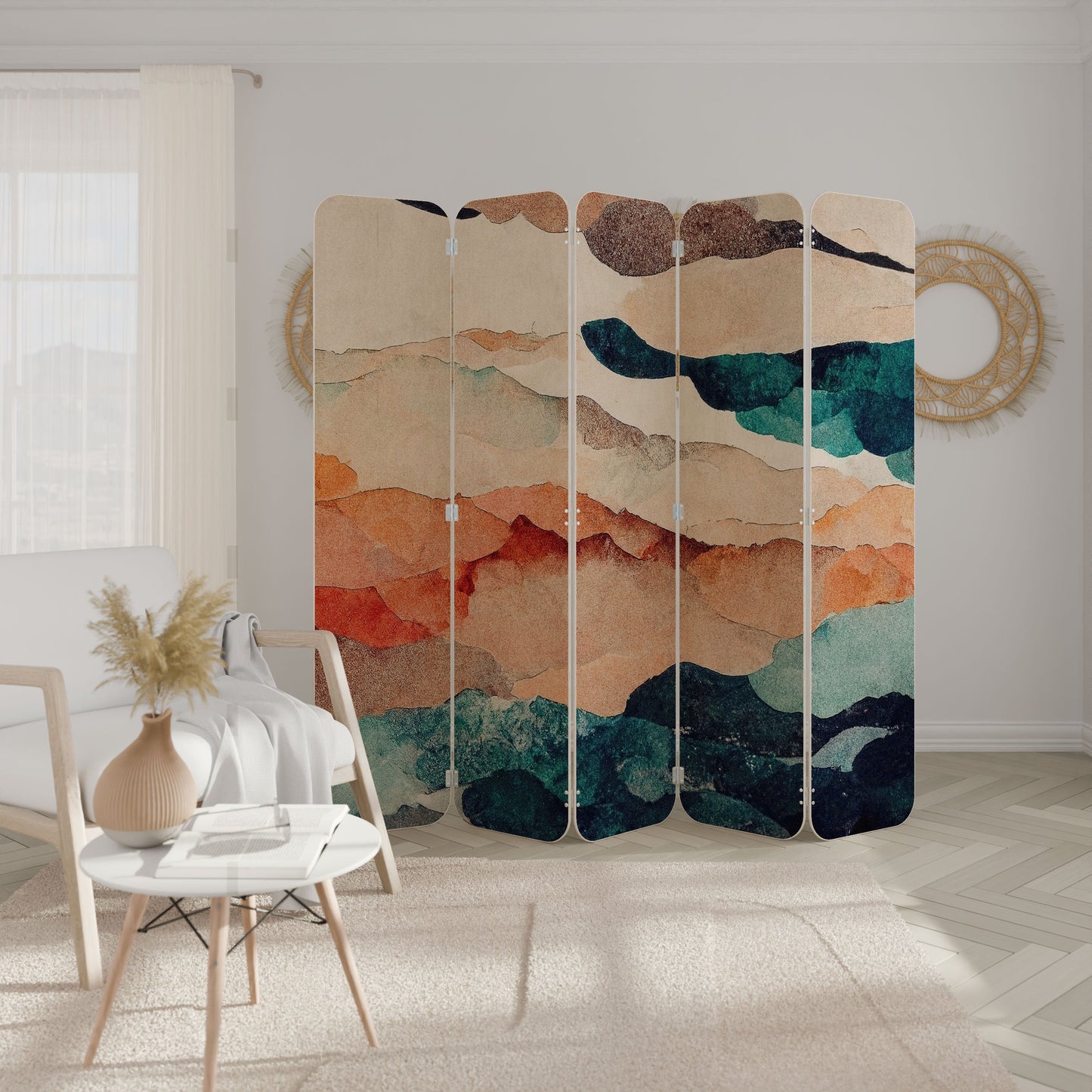 ABSTRACT LANDSCAPE 5-Panel Plywood Room Divider