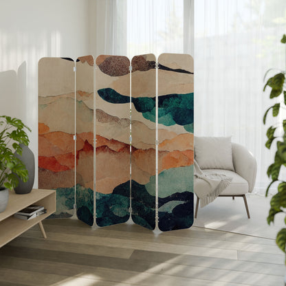 ABSTRACT LANDSCAPE 5-Panel Plywood Room Divider