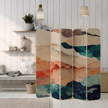 ABSTRACT LANDSCAPE 5-Panel Plywood Room Divider