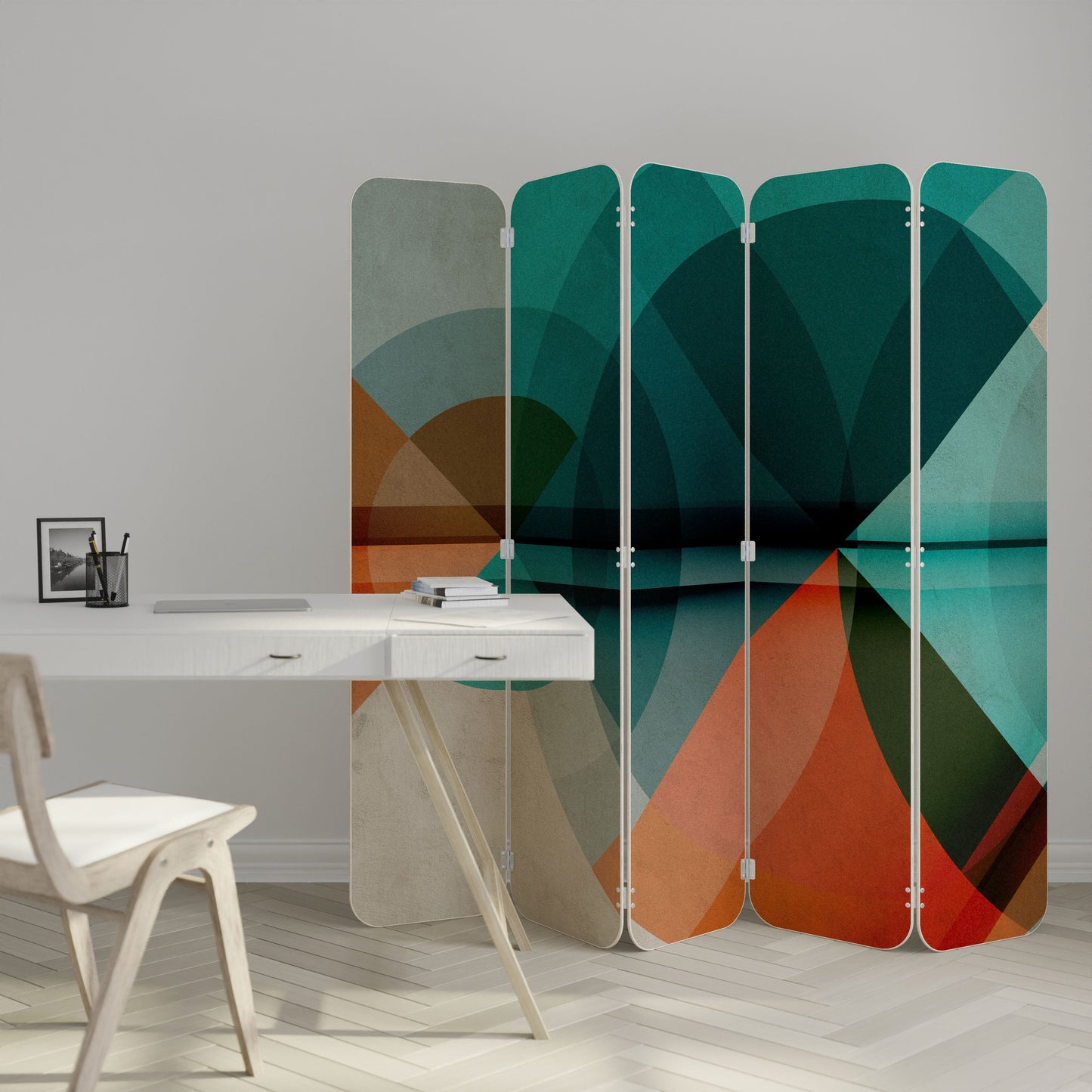 CIRCULAR RHAPSODY 5-Panel Plywood Room Divider