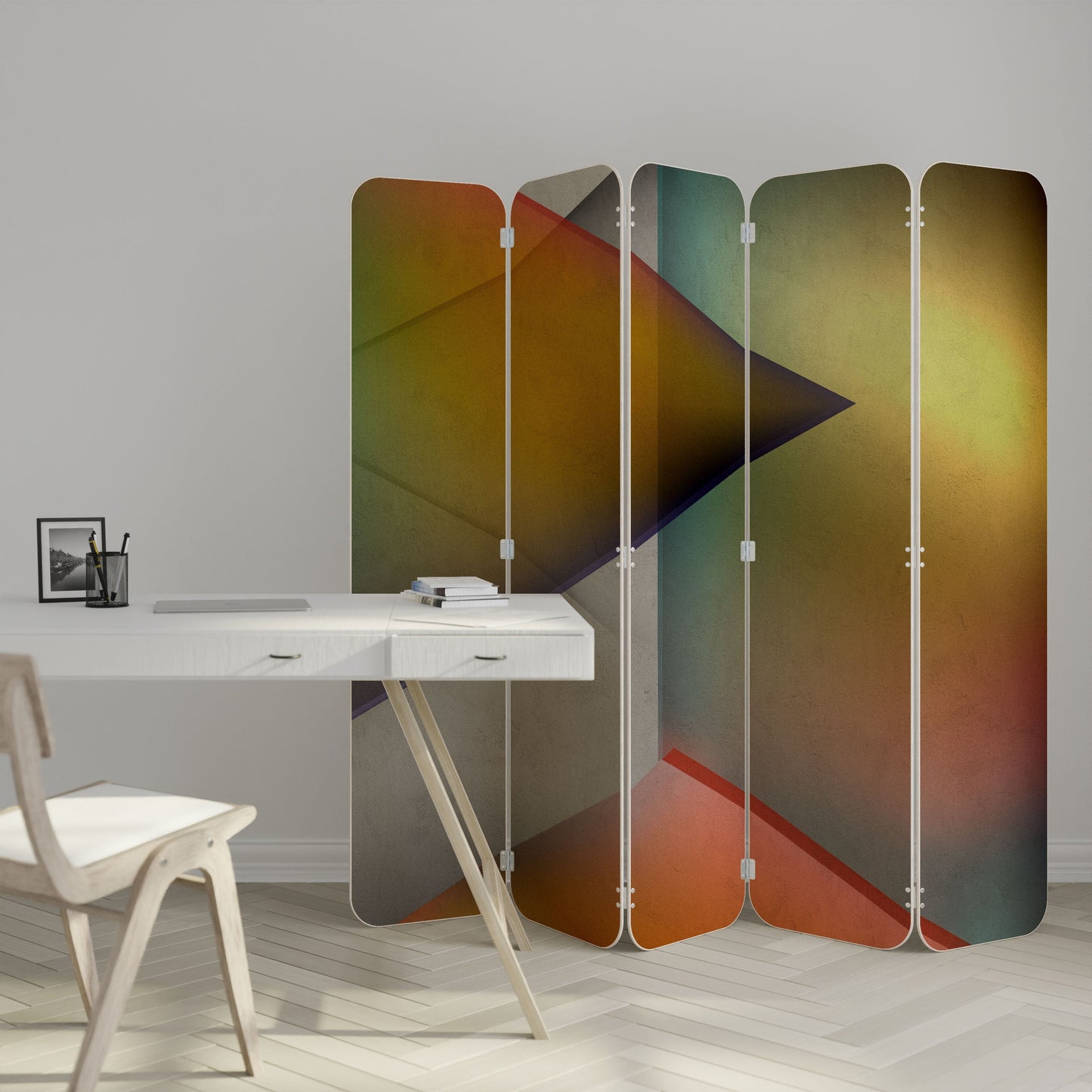 PIERCING SHARPNESS 5-Panel Plywood Room Divider