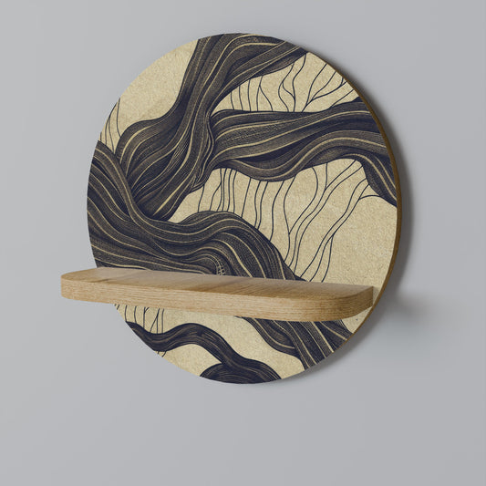 UNIFIED FRAGMENTS Round Art Shelf In Oak Effect