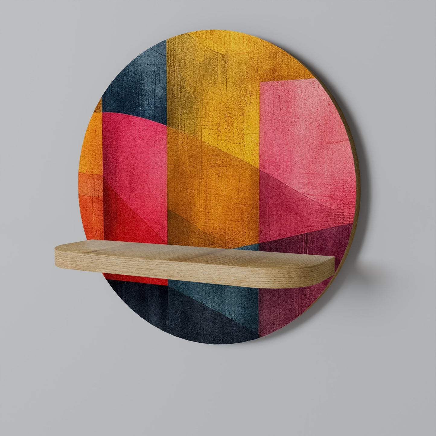 COLORFUL SOUNDS Round Art Shelf In Oak Effect