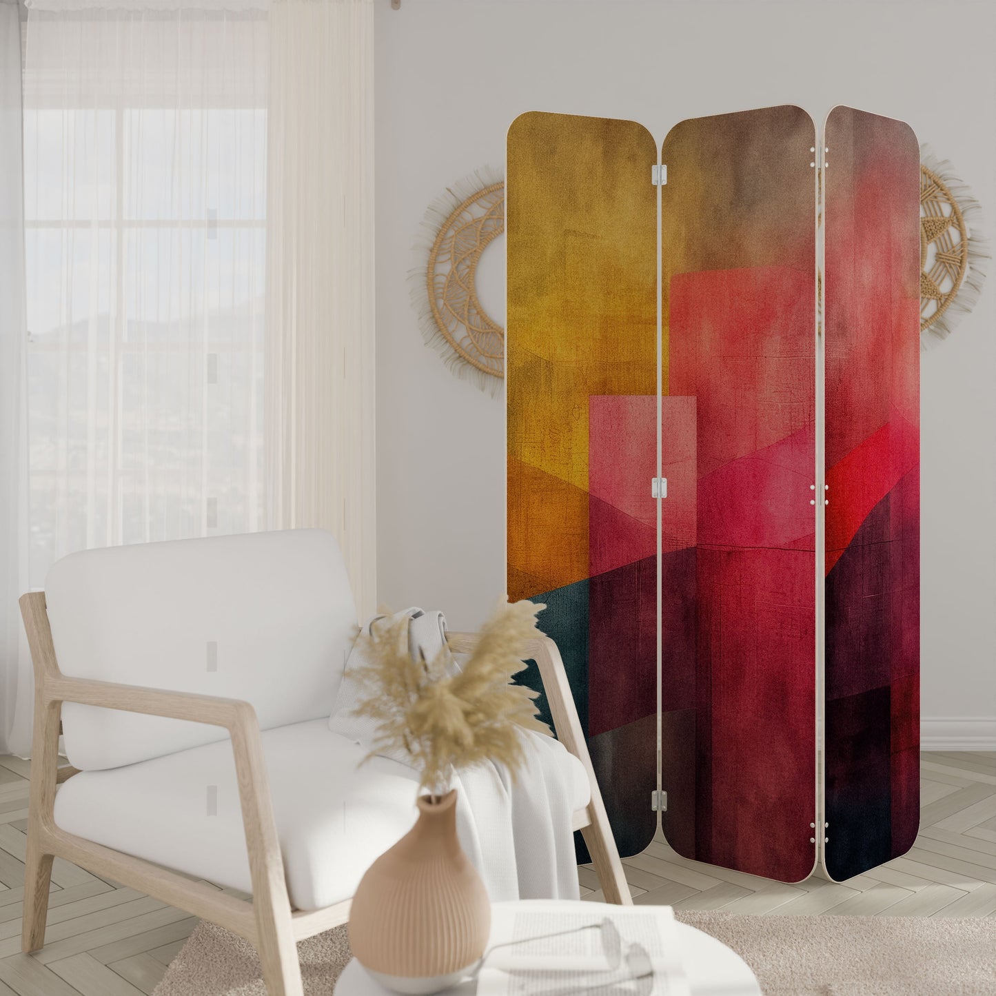 COLORFUL SOUNDS 3-Panel Plywood Room Divider