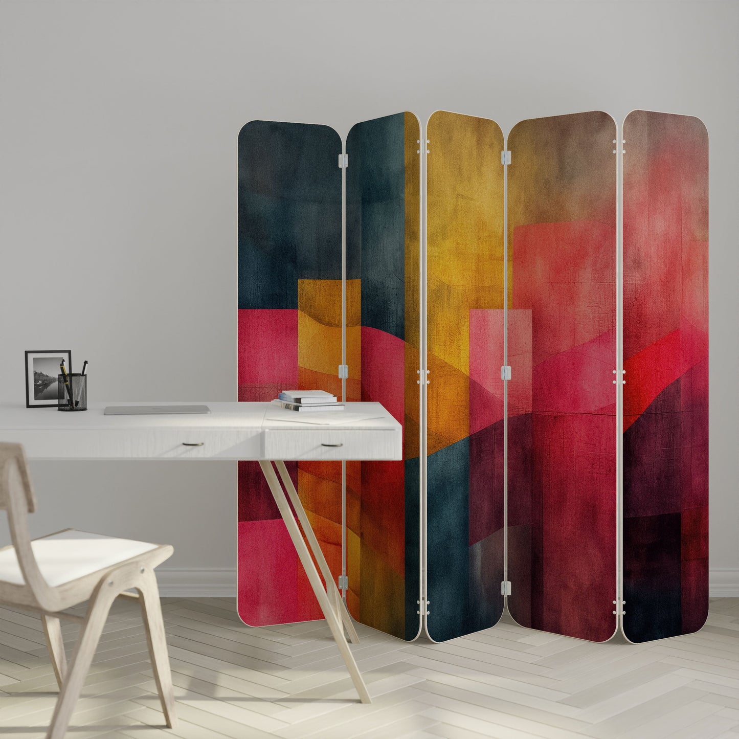 COLORFUL SOUNDS 5-Panel Plywood Room Divider