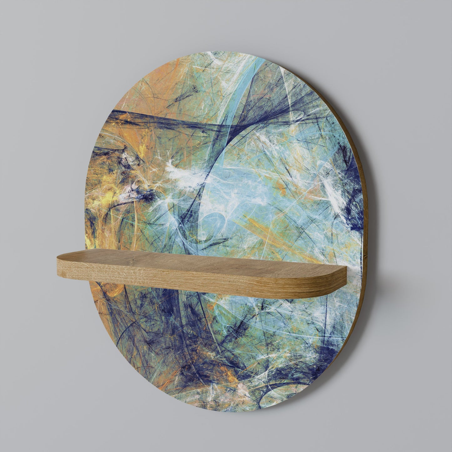 ABSTRACT THOUGHTS Oval Art Shelf In Oak Effect