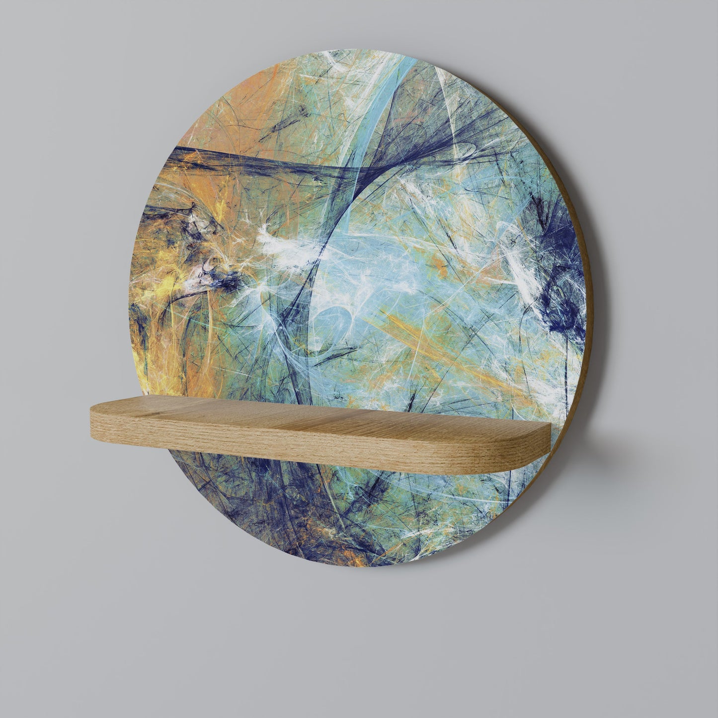 ABSTRACT THOUGHTS Round Art Shelf In Oak Effect