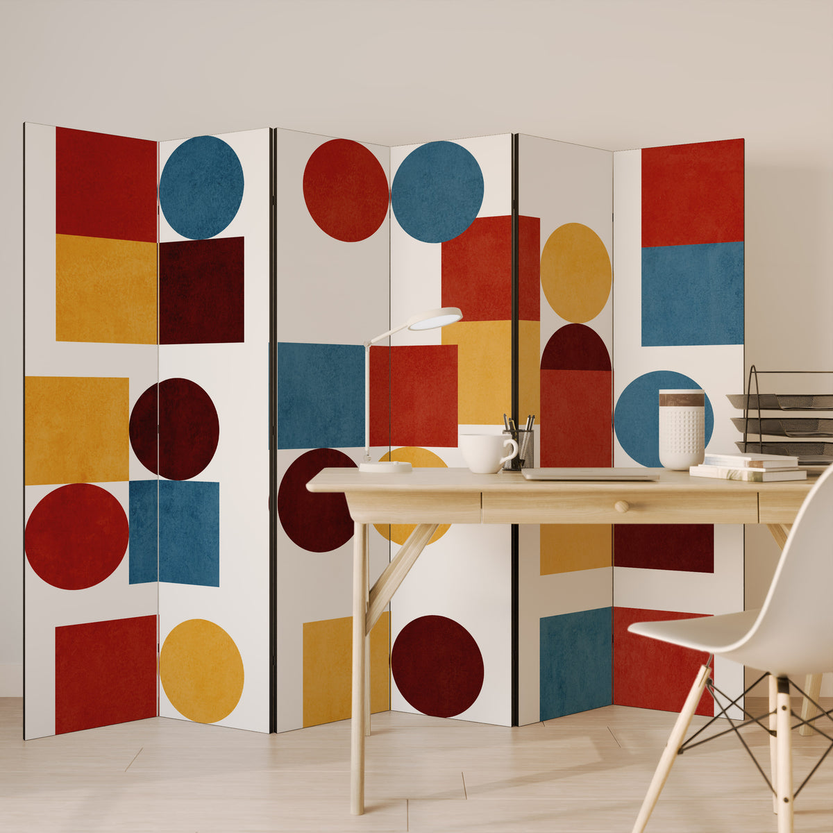 GEOMETRIC PUZZLE Biombo de 6 paneles