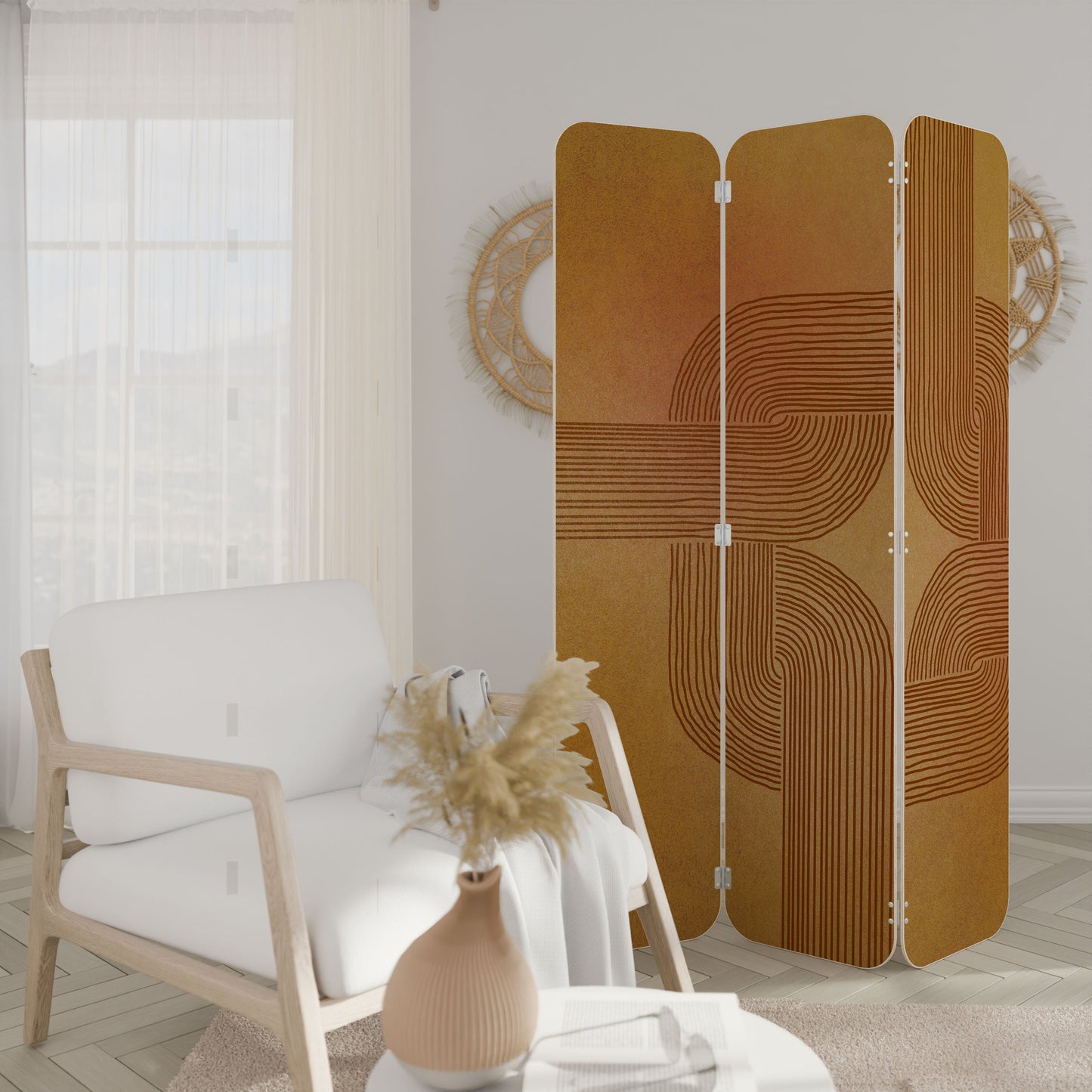 STRENGTHENING RELATION 3-Panel Plywood Room Divider