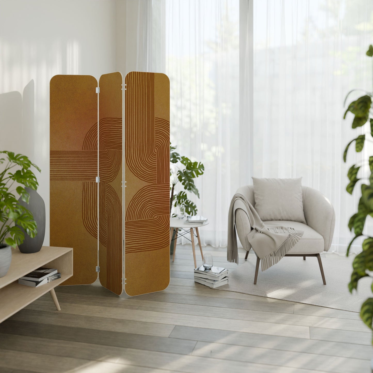 STRENGTHENING RELATION 3-Panel Plywood Room Divider