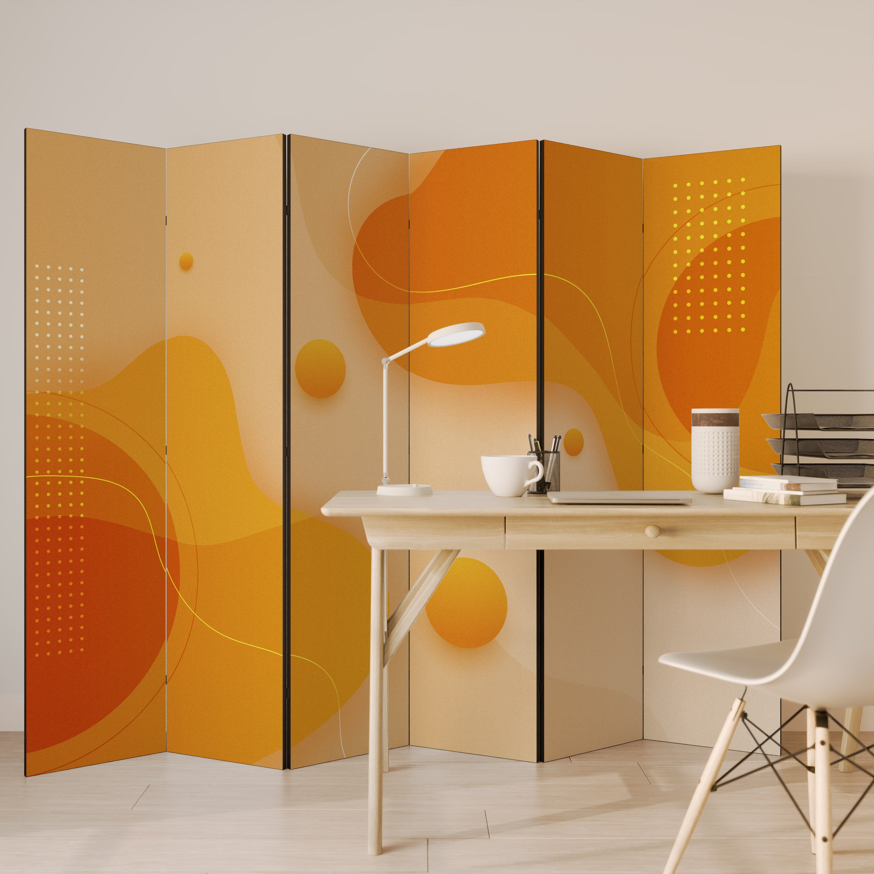 ORANGE ARRANGEMENT 6-Panel Room Divider