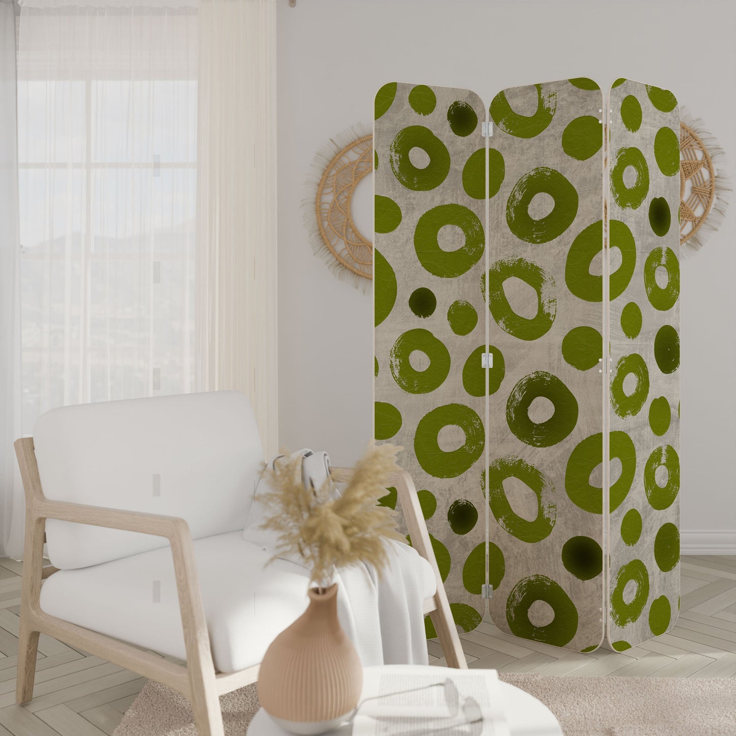 GREEN RHAPSODY 3-Panel Plywood Room Divider