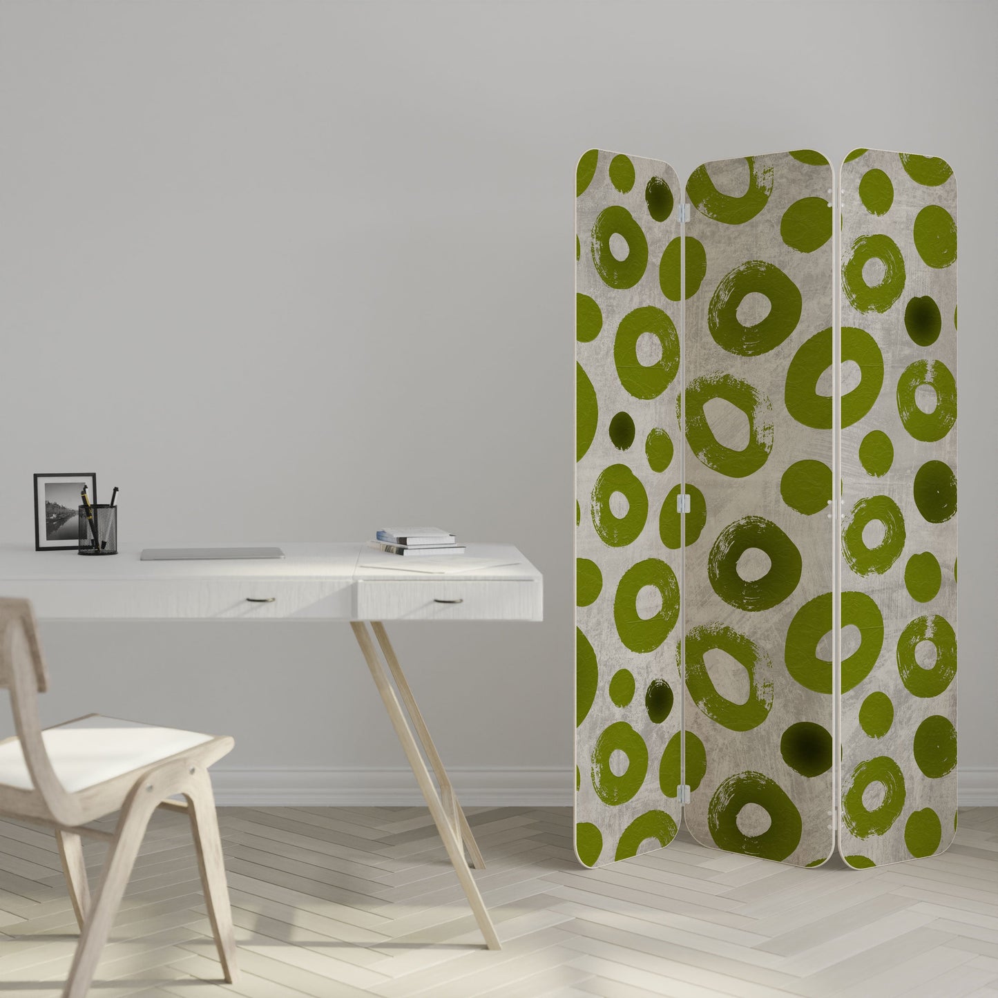 GREEN RHAPSODY 3-Panel Plywood Room Divider