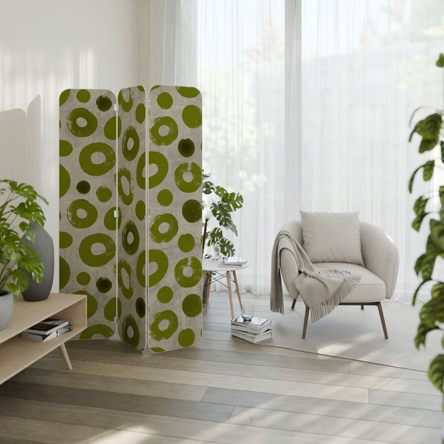 GREEN RHAPSODY 3-Panel Plywood Room Divider